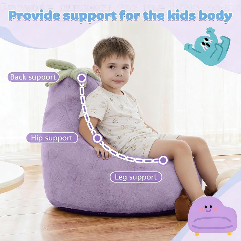 Simple Deluxe كرسي bean bag بذاكرة 2 قدم - أريكة دائرية ناعمة للغاية من فرو الأرنب الصناعي مع مقبض وغلاف قابل للغسل في الغسالة، كرسي مريح للاسترخاء للأطفال والمراهقين، مثالي للقراءة والألعاب في غرفة المعيشة أو غرفة النوم، بنفسجي - Image 4