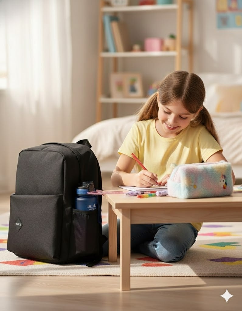 MINDFIT Sleek Black Backpack with Unicorn Pencil Case for Girls - Image 3