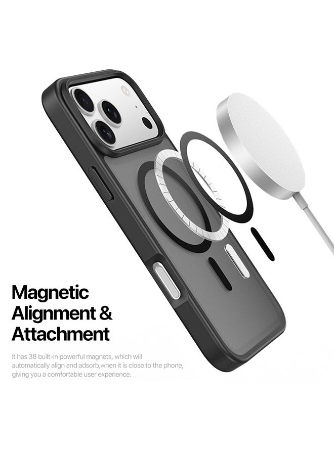 DUX DUCIS Magnetic Case Compatible with Apple iPhone 17 Pro Max, Translucent Matte Back Shockproof Phone Cover, Anti Scratch Anti-fingerprint - Black - Image 2