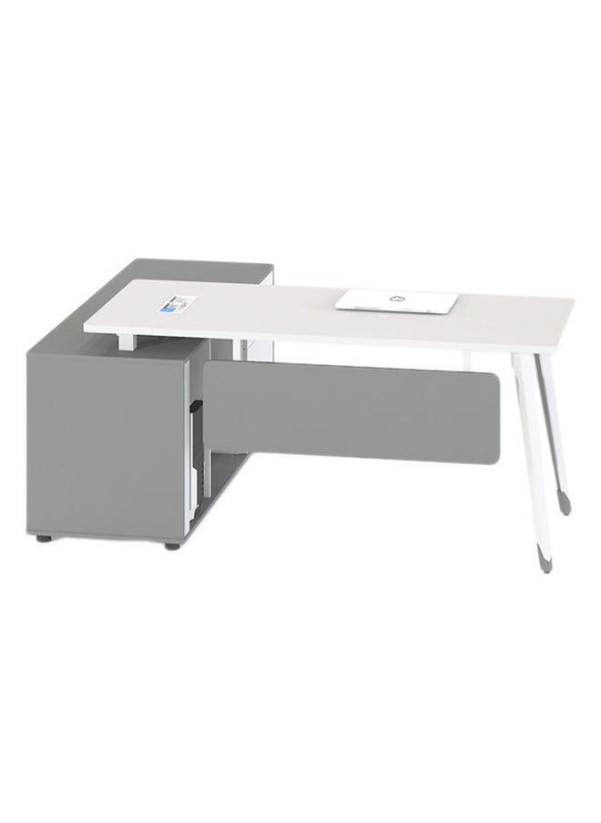 Neo Front - Wooden Office Desk Single Seater Executive Desk office table with Side Drawer White and Grey 2m - Image 1