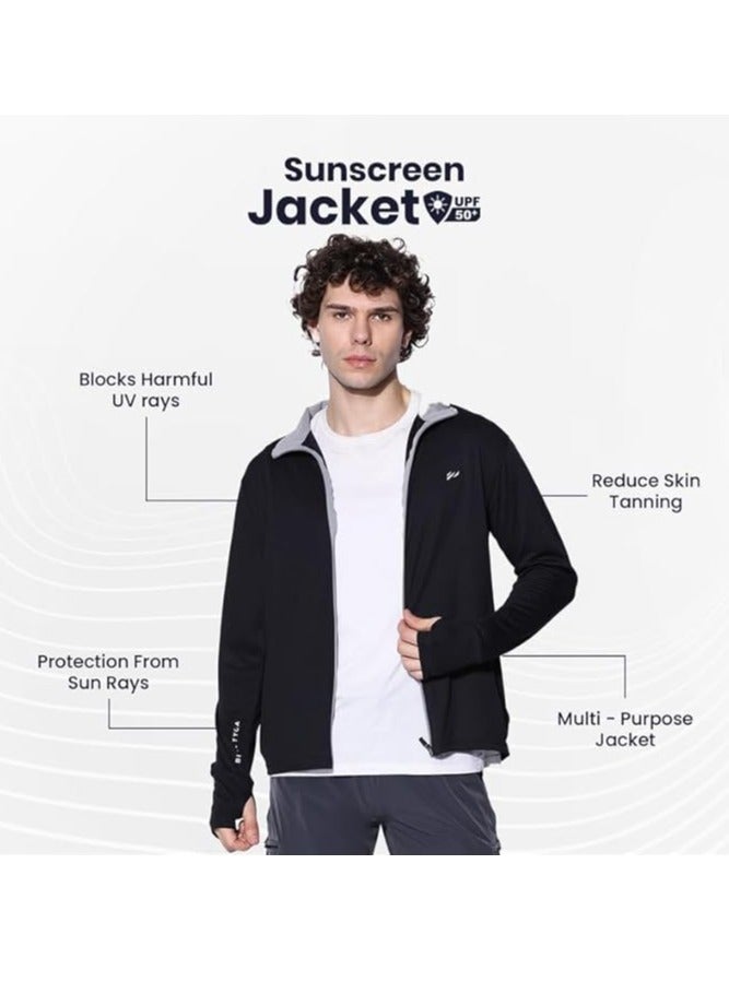 BLUE TYGA Men's Long Sleeve Nylon Sunscreen Jacket – Lightweight Sports, Travel, Gym, Running, Trekking Jacket with Zipper Closure – Casual Summer & Winter Wear  - Image 3