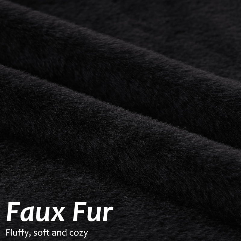 Pallene Faux Fur Plush Throw Pillow Covers 20x20 Set of 2, Luxury Soft Fluffy Cozy Decorative Pillow Covers for Sofa, Couch, Living Room, Black - Image 2