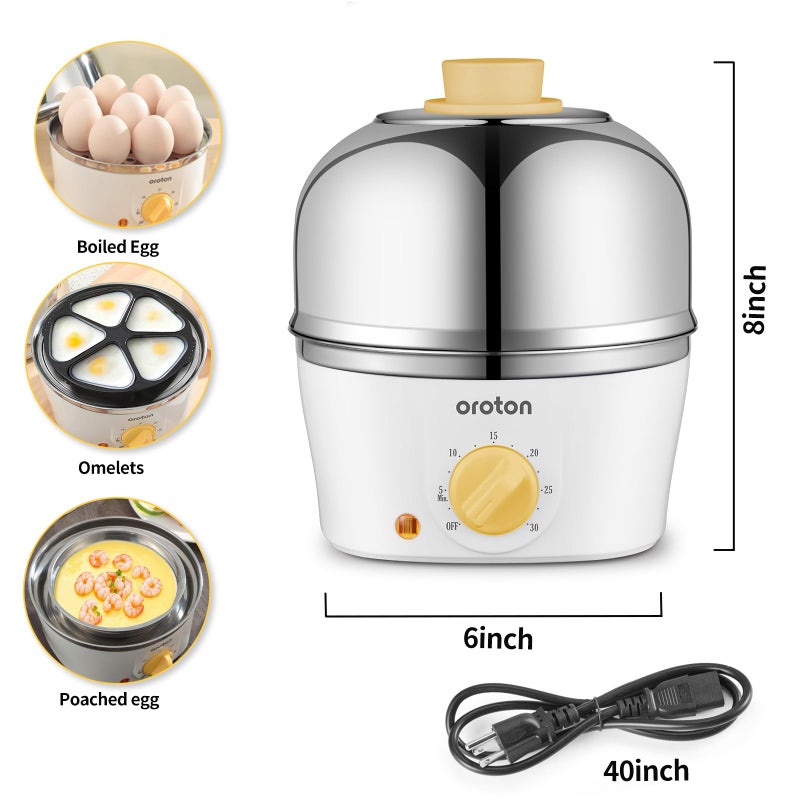 Oroton 9-Egg 304 Stainless Steel Egg Cooker â€“ Steam & Boil Eggs with Timer, Automatic Shut-Off & 3 Cooking Modes (Hard/Medium/Soft)â€‹ - Image 2