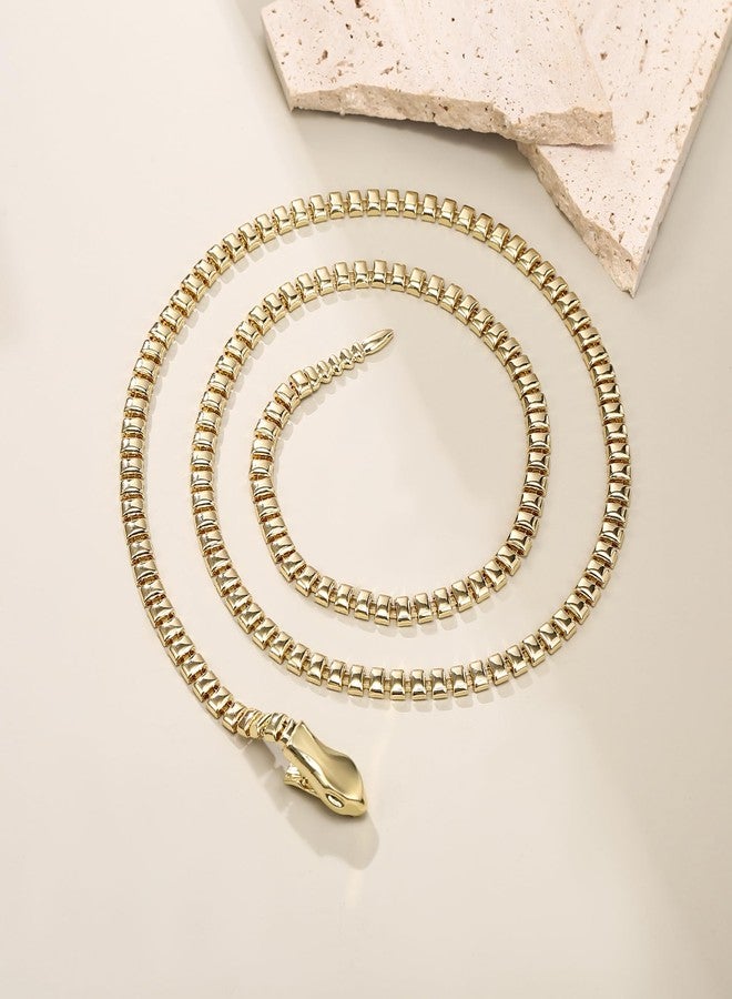 FANZE Gold Snake Necklace for Women,Medusa Serpent Long Necklace Adjustable Punk Jewelry Gift for Halloween Costume - Image 5
