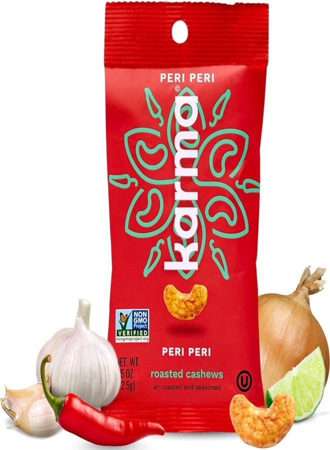 Karma Nuts Peri Peri Chili Spiced Cashews | 1.5 oz - 12 Pack | Whole Cashews | Air Roasted, No Oil | Natural, Minimally Processed | Non-GMO, Gluten-Free, Vegan, Kosher | Rich in Antioxidants + Fiber - Image 1
