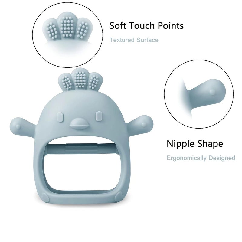 PandaEar 2 Pack Silicone Teething Toys  Baby Teether Mitten  Hand Pacifier for Soothing Teething Pain Relief WhiteBlue - Image 5