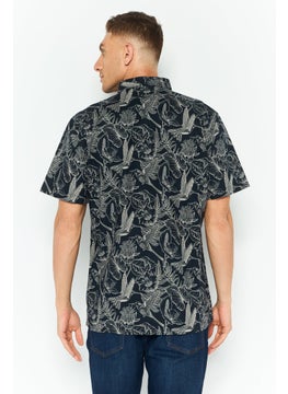 CROSSHATCH Men Regular Fit Allover Print Short Sleeve Casual Shirts, Navy Combo  - Image 2