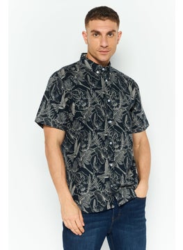 CROSSHATCH Men Regular Fit Allover Print Short Sleeve Casual Shirts, Navy Combo  - Image 1