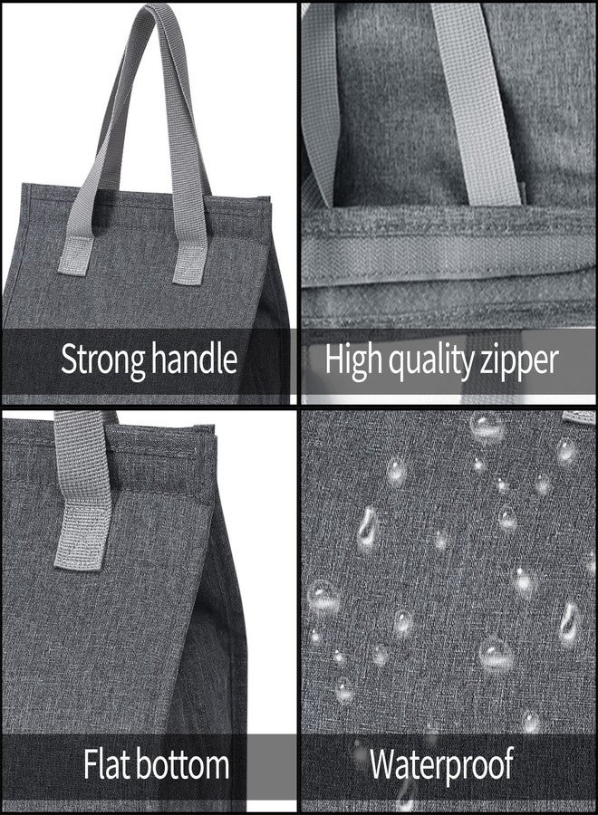 HexinYigjly 2 pcs Lunch Bag Insulated, Lunch Box Bag, Reusable Lunch Tote Bag, lunch bag with ice pack，thermal lunch bag，Lunch Box Container Bag Insulated for Women, Men, Work, Office, Travel - Grey - Image 3