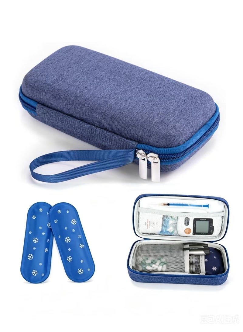 Loucky Insulin Cooler Travel Case with 2 Ice Bag, Portable Diabetic Carrying Cooler Medicine Bag for Insulin Pens Syringe Needle, Keeps Insulin Pens Cool for Long Hours, Diabetic Supplies Organizer (Blue) - Image 1