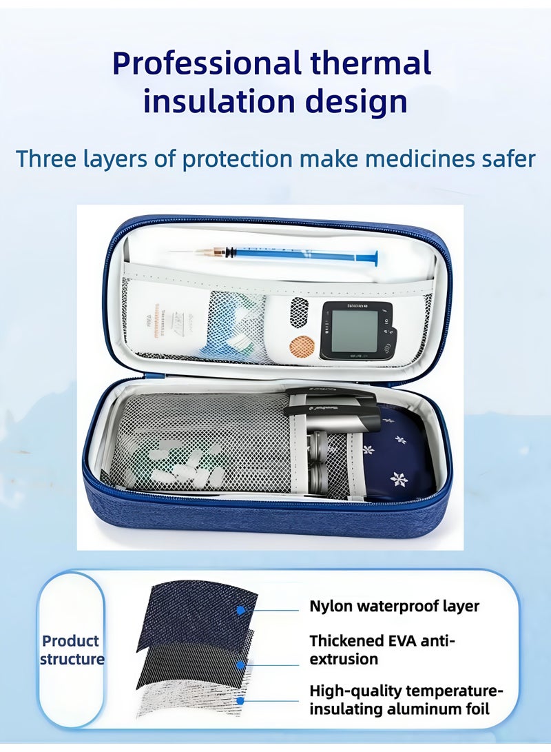 Loucky Insulin Cooler Travel Case with 2 Ice Bag, Portable Diabetic Carrying Cooler Medicine Bag for Insulin Pens Syringe Needle, Keeps Insulin Pens Cool for Long Hours, Diabetic Supplies Organizer (Blue) - Image 4