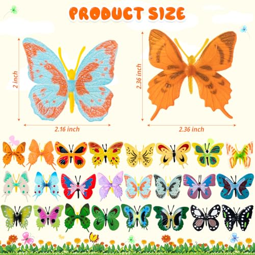 KVCSYAW 24 PCS Plastic Butterflies Toy Butterfly Action Figures Art Toys 24 Styles Colorful Lifelike Interactive Butterfly Decoration for Kindergarten School Education and Animal Themed Party Decor - Image 5