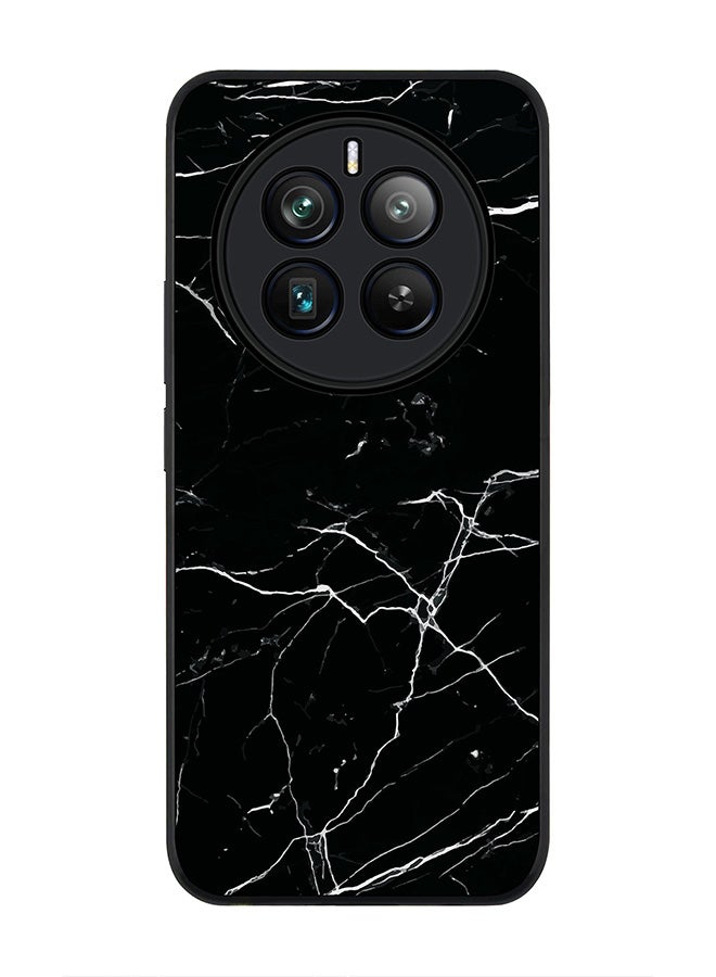Stylizedd Rugged Black edge case for Realme 12 Pro / Realme 12 Pro Plus 5G, Slim fit Soft Case Flexible TPU Gel Thin Cover -  Marble Print Black - Image 1
