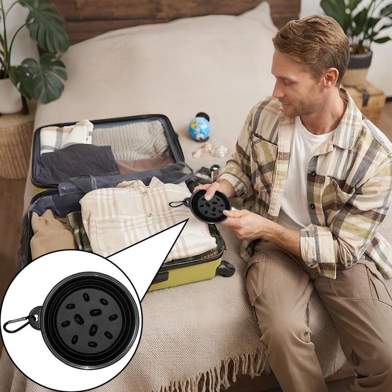 Travel Shaving Bowl 17.5cm Diameter Silicone Collapsible Design - Creates Rich Lather Quickly Lightweight Portable Shave Cup with Carabiner - Odor-Resistant Easy Clean Lathering Bowl for Travel Dopp K - Image 5