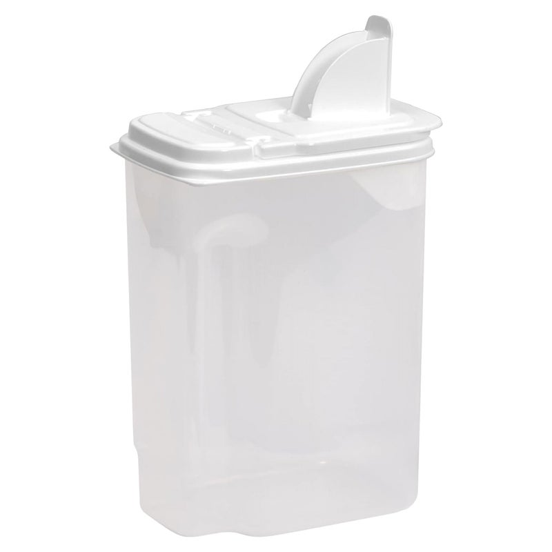 Buddeez Large Food Storage Container - 3.75 Quart Sugar Buddy, All Purpose Clear Kitchen Organization and Storage - Sugar, Flour, Cereal, Rice Dispenser, EZ Pour Spout & Easy Grip Handle (White Lid) - Image 1