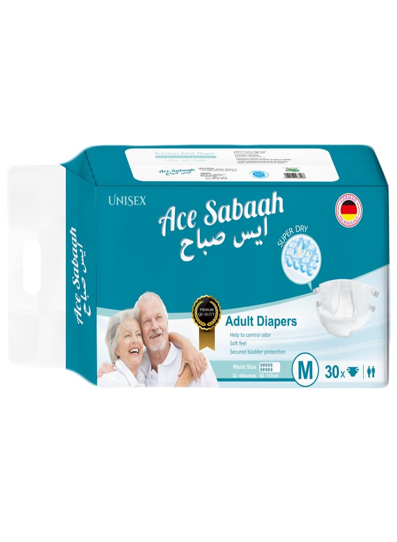 Ace Sabaah Adult Diaper, Size Medium, Waist 82-112Cm, Pack Of 30 - Image 1