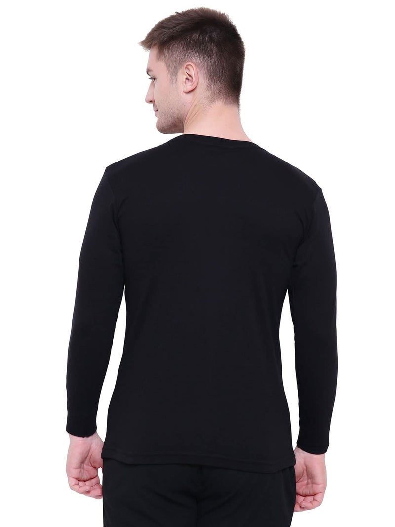 BODYCARE Mens Thermal Tops Crew Neck Full Sleeves Pack of 1-Black - Image 2