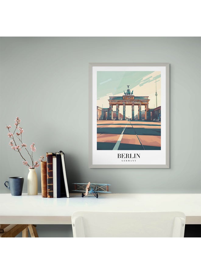 Art Decor Art Decor Framed Fine Art Portrait Print of Berlin Wall Brandenburg Gate Travel Poster Wall Décor for Home Living Room Bedroom Office Hotel Studio - Image 2