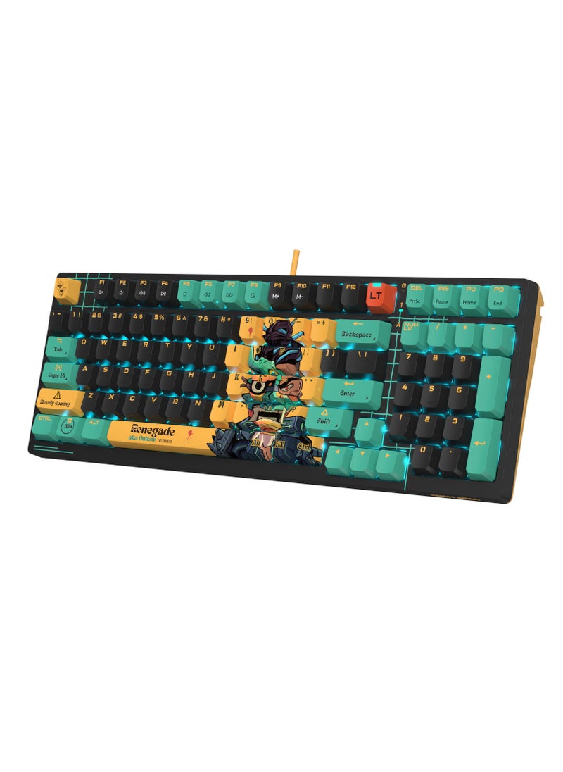 Bloody - Alpha Optical Switch Performance Gaming Keyboard AT98, Adjustable Actuation Point, Gaming PBT Keycaps, 7 RGB Backlit Effects, Stealth Quiet Typing, Renegade Design - Image 1