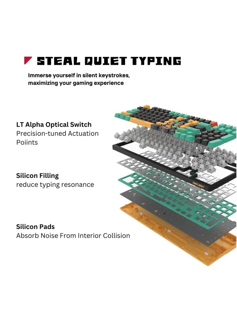Bloody - Alpha Optical Switch Performance Gaming Keyboard AT98, Adjustable Actuation Point, Gaming PBT Keycaps, 7 RGB Backlit Effects, Stealth Quiet Typing, Renegade Design - Image 1