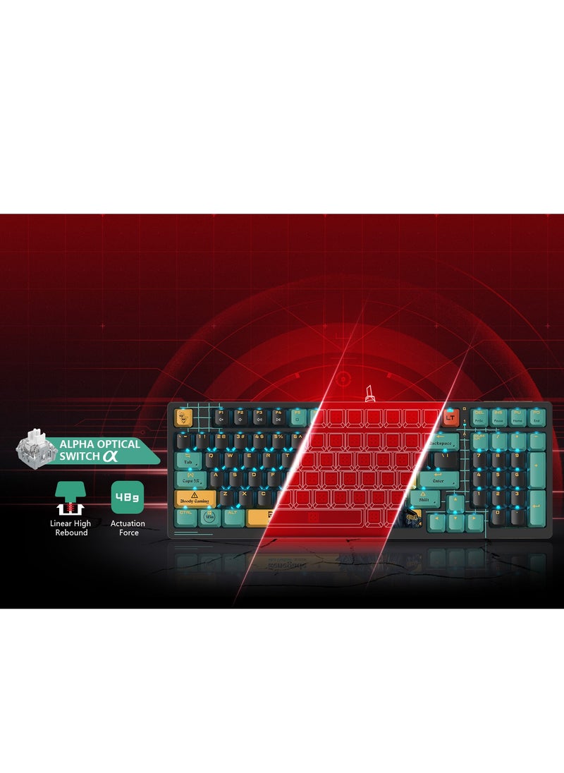 Bloody - Alpha Optical Switch Performance Gaming Keyboard AT98, Adjustable Actuation Point, Gaming PBT Keycaps, 7 RGB Backlit Effects, Stealth Quiet Typing, Renegade Design - Image 1
