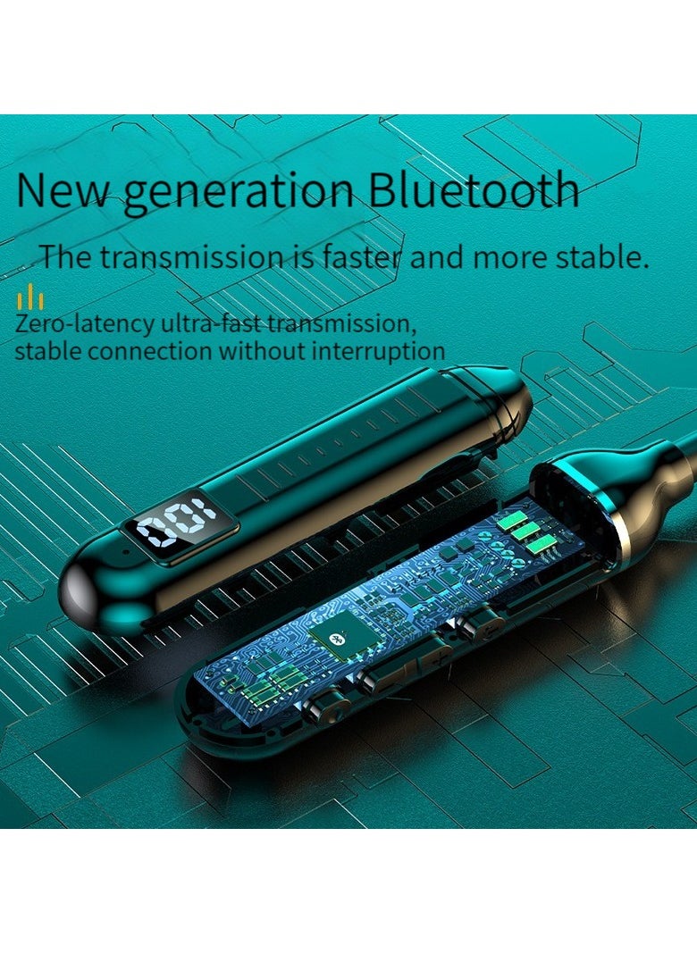 Generic Wireless neck-mounted Bluetooth headset battery display ultra-long standby neck-mounted sports headset green  - Image 4