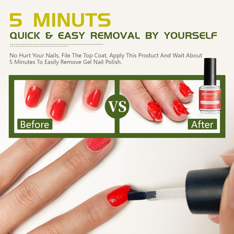 JODSONE Gel Nail Remover Quick Gel Nail Polish Remover and Base Coat Top Coat Simple Set is Suitable for Beginners to Try - Image 2