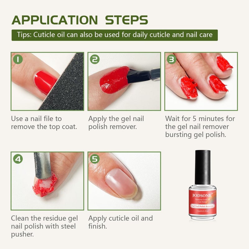 JODSONE Gel Nail Remover Quick Gel Nail Polish Remover and Base Coat Top Coat Simple Set is Suitable for Beginners to Try - Image 4