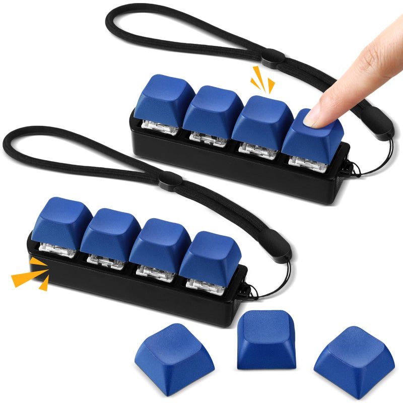 Ferreve 2 Pcs Keyboard Fidget Toys Fidget Clicker Keyboard FourButton Clicker Keychain Button ADHD Stress Relief Gifts for Adult to Relief Stress Pass The TimeBlue - Image 3
