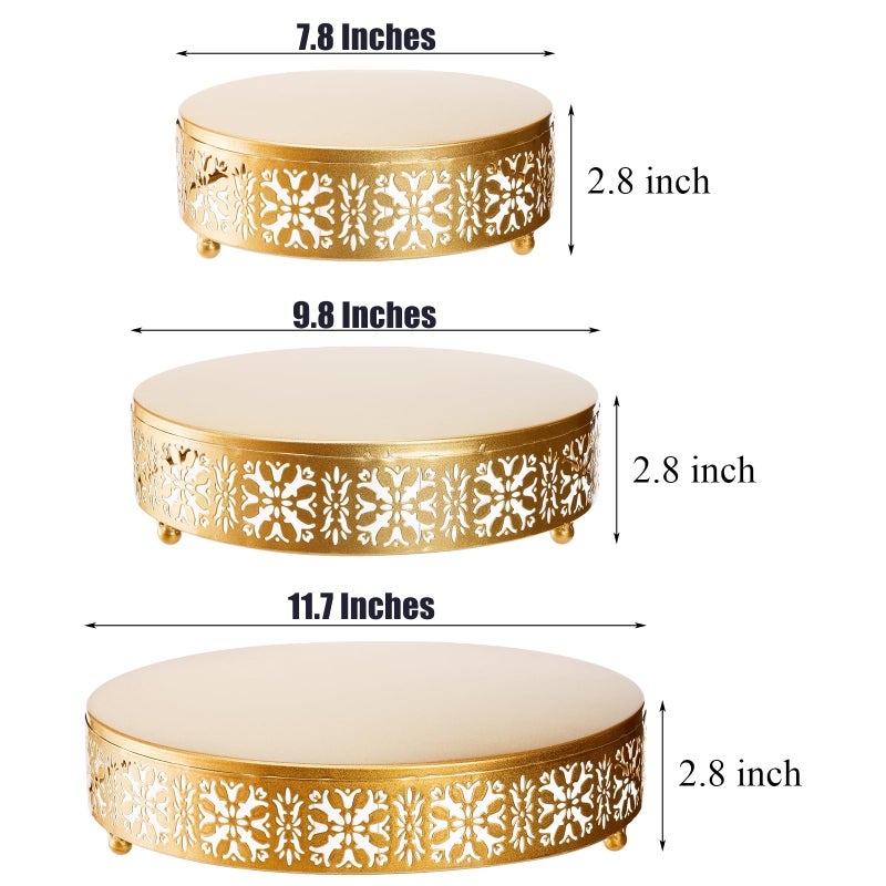 Coloch 3 Pieces Golden Cake Stand Set, 8/10/12 Inch Round Metal Dessert Display Stand Decorative Cake Holder Cupcake Pastry Candy Display Plate for Wedding, Party, Birthday, Event - Image 2