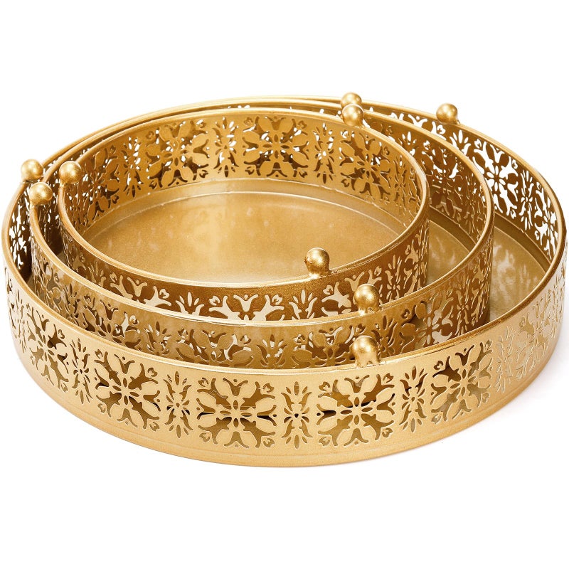 Coloch 3 Pieces Golden Cake Stand Set, 8/10/12 Inch Round Metal Dessert Display Stand Decorative Cake Holder Cupcake Pastry Candy Display Plate for Wedding, Party, Birthday, Event - Image 4