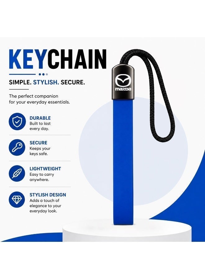Mazda Car Keychain with Blue Silicone Strap and Braided Rope Loop, Durable Lightweight Key Holder for Car Keys, House Keys, Bags, Backpacks, Purses and Everyday Carry Accessory - Image 4