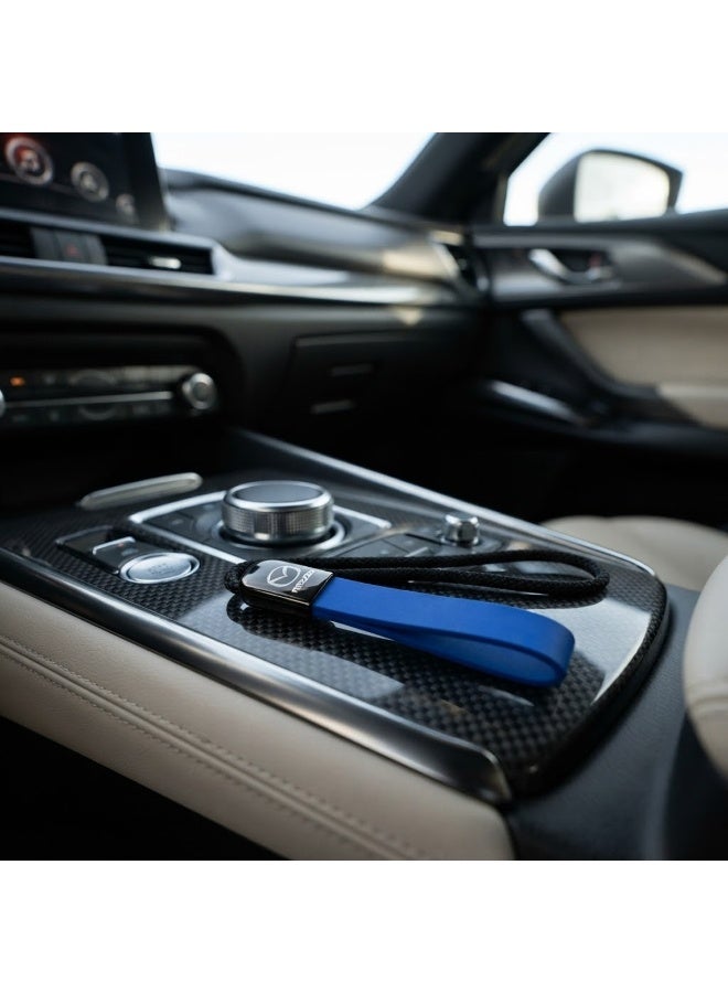 Mazda Car Keychain with Blue Silicone Strap and Braided Rope Loop, Durable Lightweight Key Holder for Car Keys, House Keys, Bags, Backpacks, Purses and Everyday Carry Accessory - Image 2