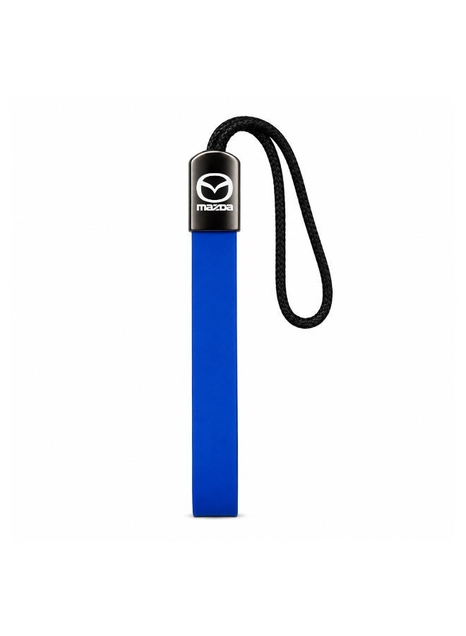Mazda Car Keychain with Blue Silicone Strap and Braided Rope Loop, Durable Lightweight Key Holder for Car Keys, House Keys, Bags, Backpacks, Purses and Everyday Carry Accessory - Image 1