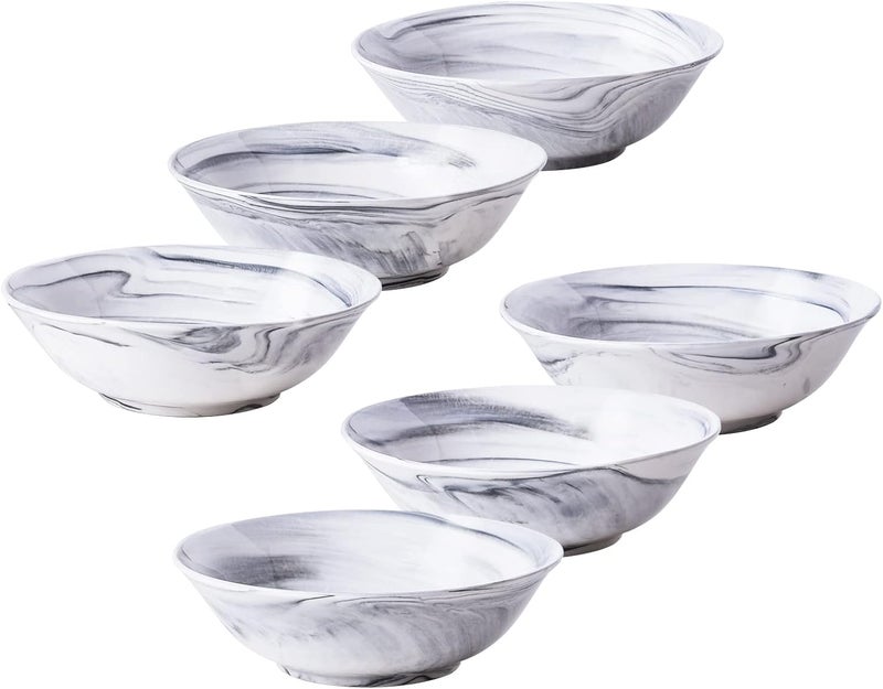 Yundu Grey Marble Ceramics Bowls Set of 6 28 Ounce PastaCerealSaladSoup Bowls for Kitchen Dishwasher  Microwave Safe - Image 1