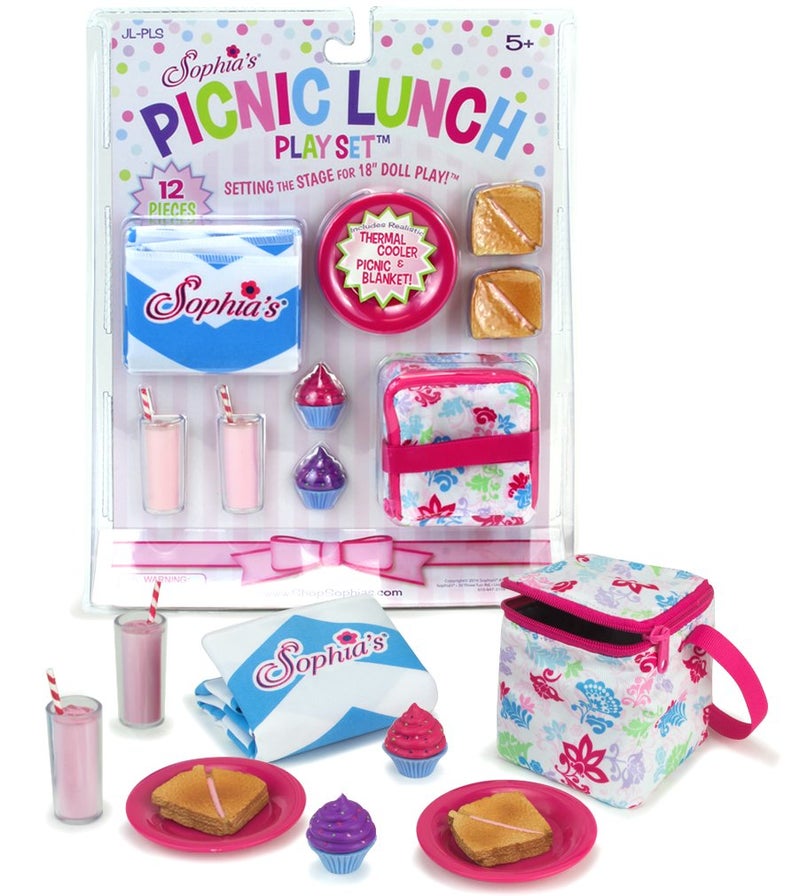 Sophia's Picnic Lunch Accessories Set with Pretend Food, Drinks, Napkins, Blanket and Thermal Cooler for 18" Dolls, Multicolor - Image 4