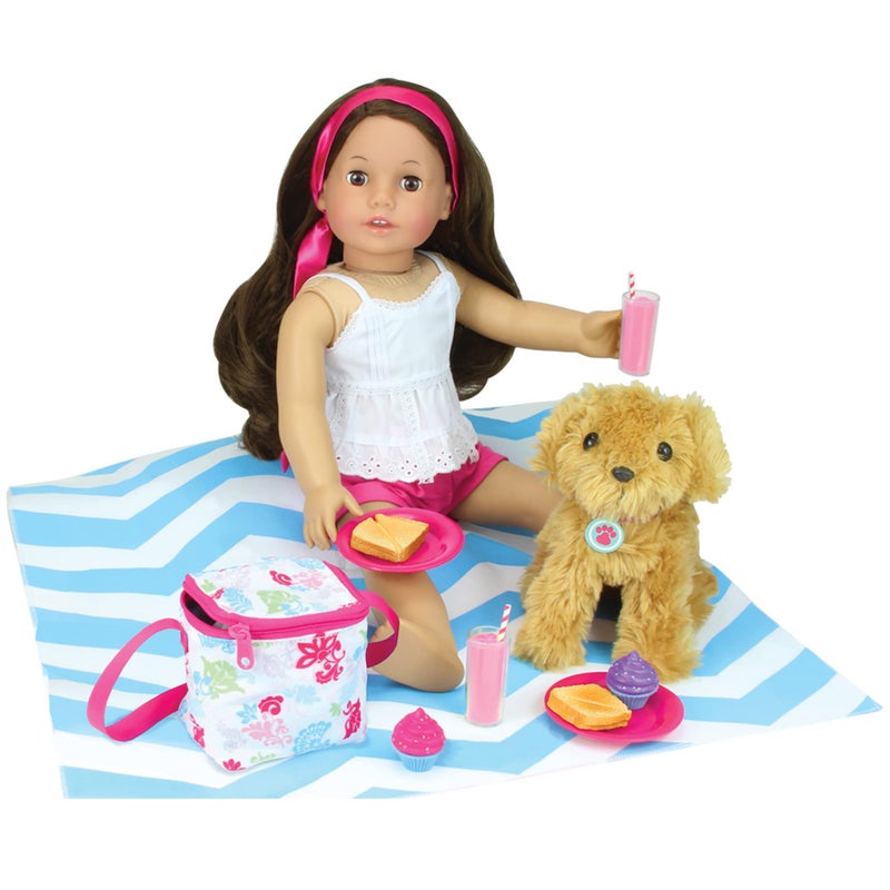 Sophia's Picnic Lunch Accessories Set with Pretend Food, Drinks, Napkins, Blanket and Thermal Cooler for 18" Dolls, Multicolor - Image 2