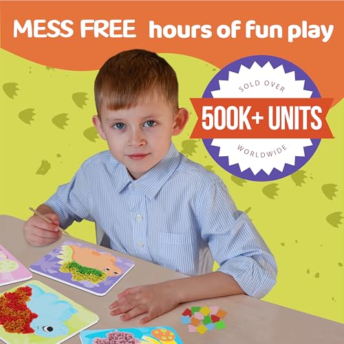 jackinthebox Poke Poke Art Dinosaurs Theme MessFree Fabric Art and Craft Flower Pressing Kits Gift for Kids Easter Gifts for Girls and Boys Ages 4 5 6 7 8 - Image 5