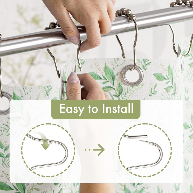 Amazer Shower Curtain Rings, Set of 12, Rust-Resistant Metal Shower Hooks Ring Shower Rings for Curtain Rolling Shower Curtain Hooks for Bathroom Shower Rod Shower Curtain Hangers, Nickel - Image 4