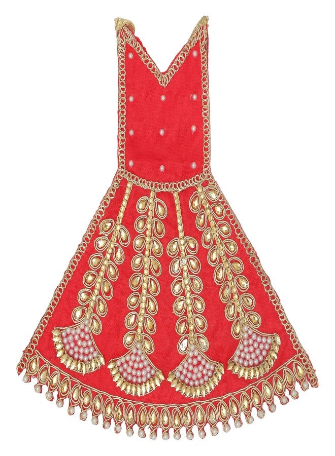 Aditri Creation Decorative Laxmi Durga Devi MATA Dress poshak vastra Cloth lehanga Chunari for God Idol Statue for Home Temple Pooja Item Indian Traditional Festival Navratri Special Dress(Size:-7")(Red) - Image 3