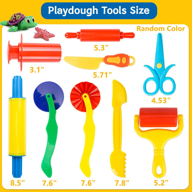 iShyan Dough Tool Kit,9 Pcs Basic Clay and Dough Tools Starter Set for Kids Includes Cutters Roller, Rolling Pins, Safety Scissors,Dough Extruder,Plastic Knife - Image 2