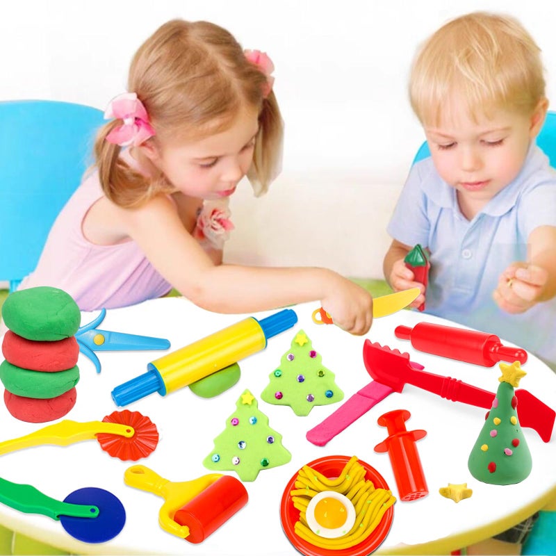 iShyan Dough Tool Kit,9 Pcs Basic Clay and Dough Tools Starter Set for Kids Includes Cutters Roller, Rolling Pins, Safety Scissors,Dough Extruder,Plastic Knife - Image 5