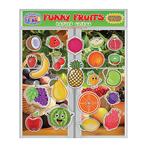 JesPlay Fun Fruits Gel Window Clings for Kids - Window Stickers for Toddlers, Gel Clings Window Decals Kids Jelly Reusable Sticker - Home Car Plane Airplane Activities - Oranges, Apples (Jesplay USA) - Image 3