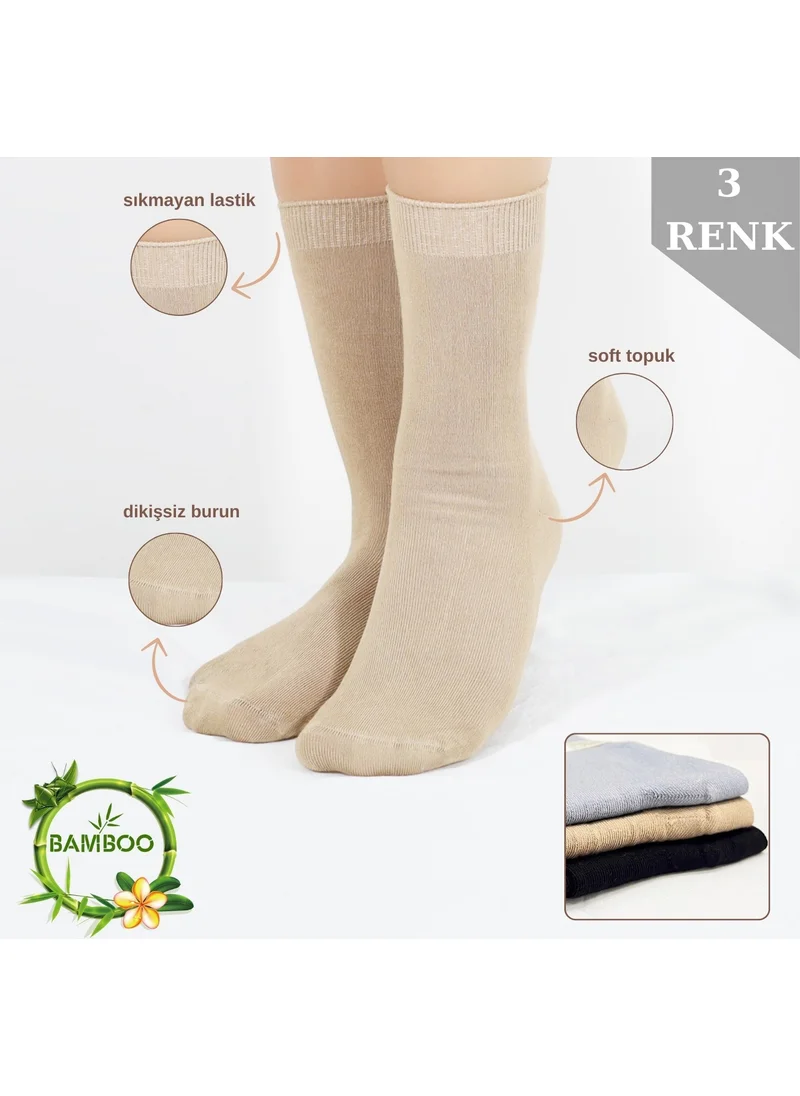 كرال سوكس Women's Socks Sweat Absorbent Seamless Extra Soft Model Socket Long Bamboo Socks (3 Pairs) Mixed Color