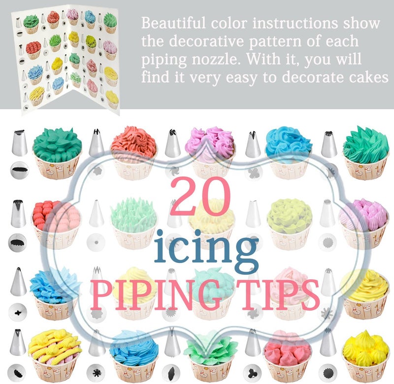 GEMLON Reusable Piping Bags and Tips Set - Silicone Pastry Bags 3X (12’’+14’’+16’’) with Icing & Frosting Tips for Cake Decorating, Cupcakes, Cookies, Deviled Eggs, and Baking Accessories, Baking Tools Kit - Image 3