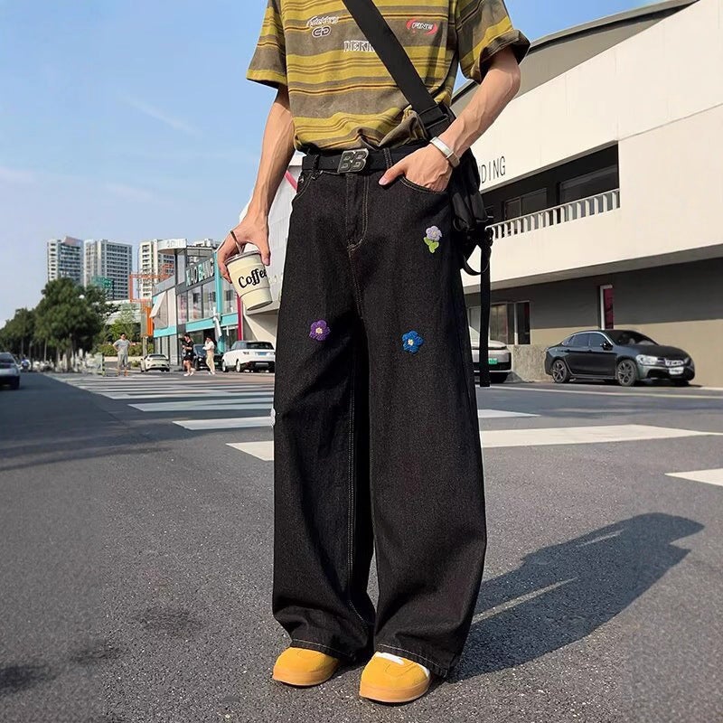 Unisex Classic Denim Jeans Loose Fit Daily Outdoor Wear - Image 3