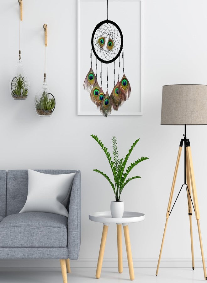 Tdas Peacock Feather Dream Catcher for Living Room Bedroom, Handmade Real Natural Handicrafts Dreamcatcher Wall Décor for Car Hanging Home Decorations Charms Gift Small 18 cm Ring 40 cm Height - Image 3