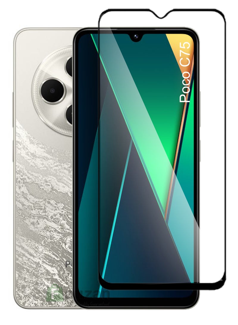 حماية شاشة زجاجية عامة لهاتف Poco C75 - أسود - Image 1