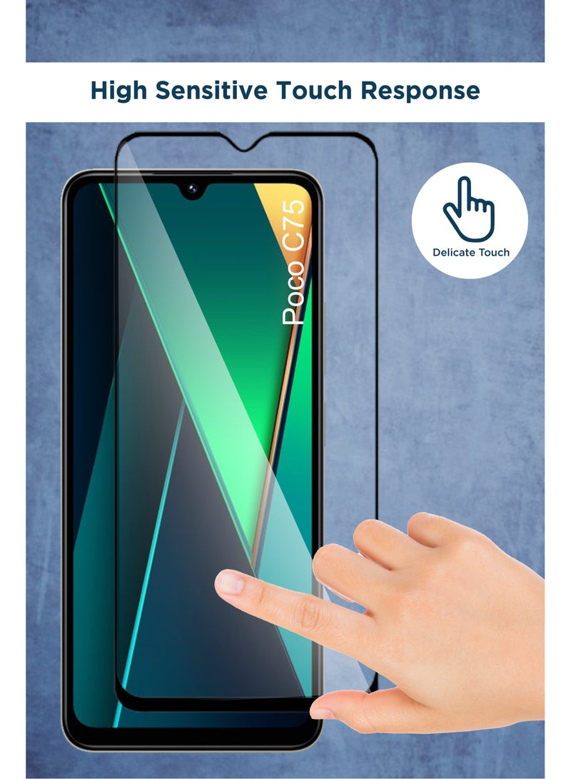 حماية شاشة زجاجية عامة لهاتف Poco C75 - أسود - Image 3