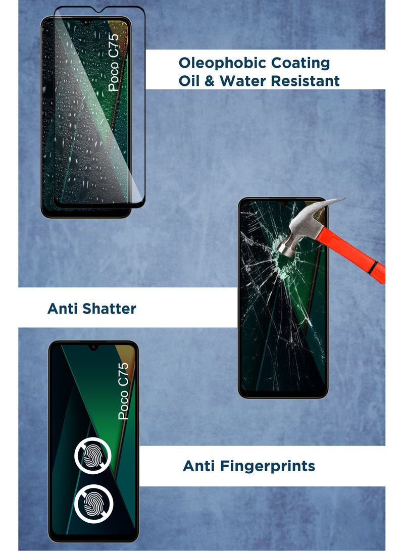 حماية شاشة زجاجية عامة لهاتف Poco C75 - أسود - Image 4